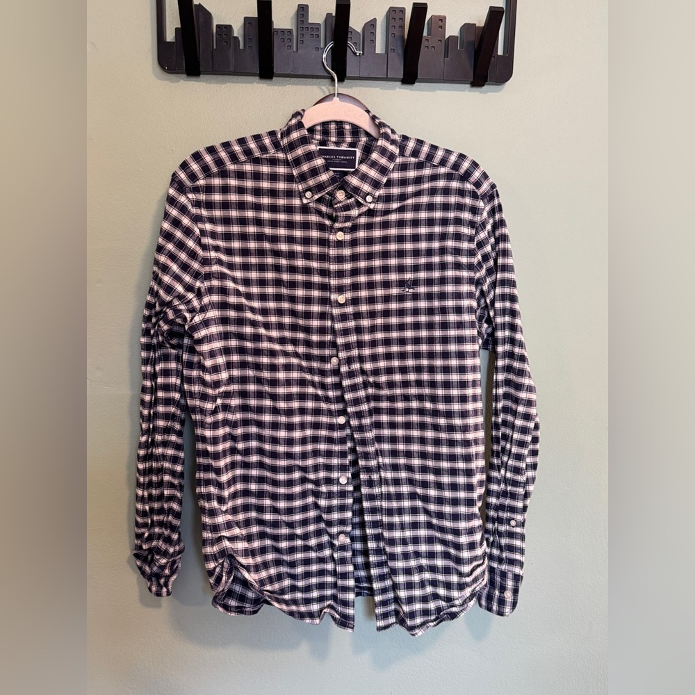 Charles Tyrwhitt Blue Plaid Oxford Button Down Casual Shirt